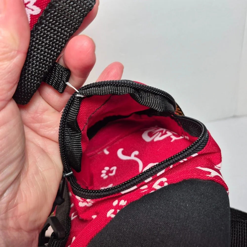 Outward Hound Travel Gear Adjustable Water Bottle Holder w/Bowl Red White Floral